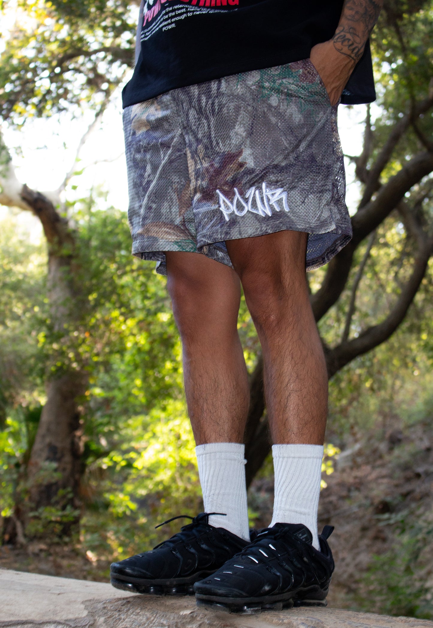'Tree Camo' Mesh shorts